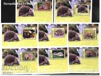 Blocuri curate neperforate Fauna Hedgehogs 2001 din Congo