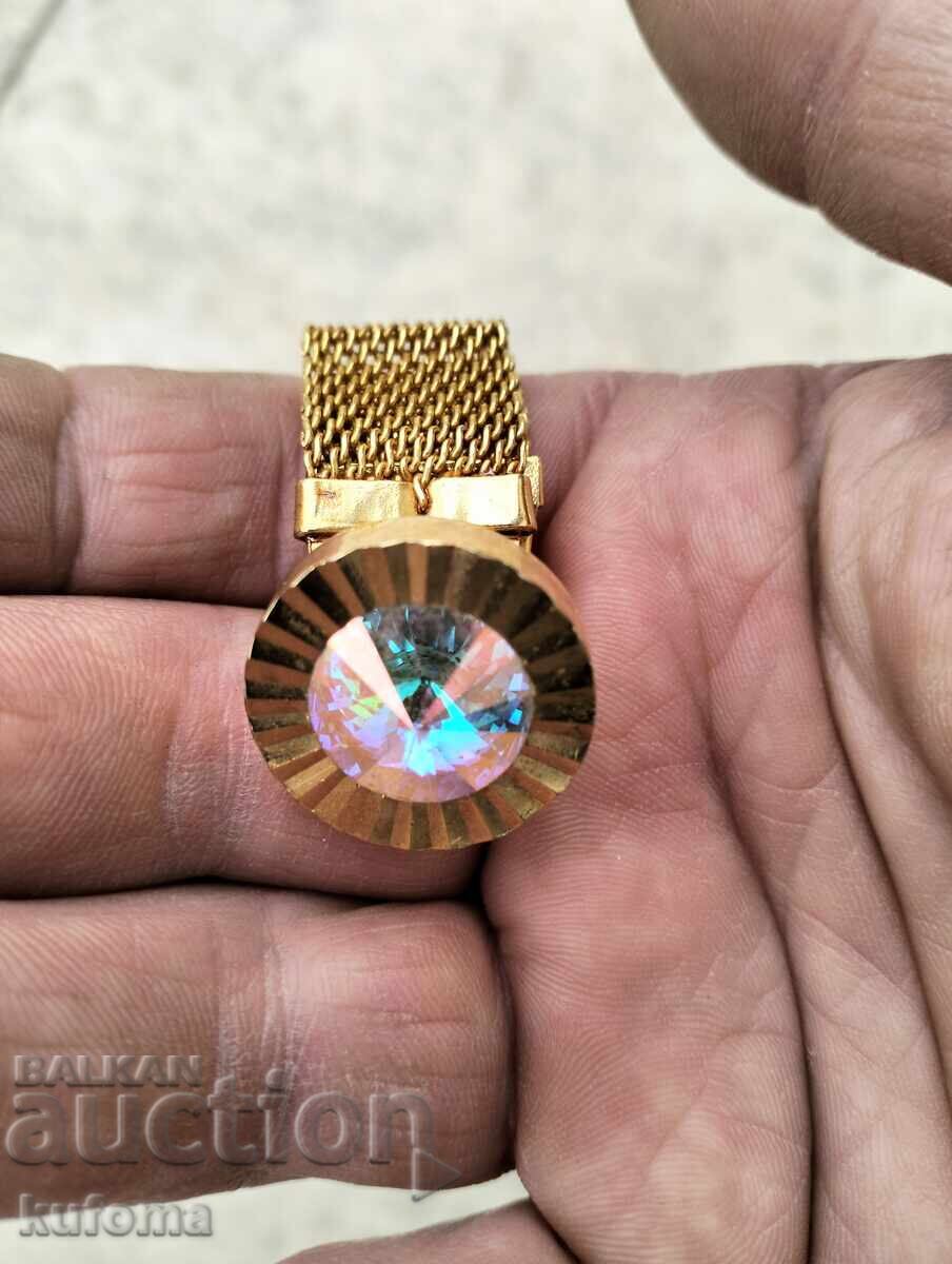 Old gold-plated cufflinks with stones - 5