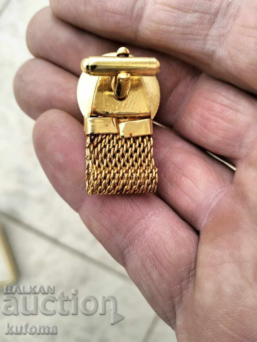 Old gold-plated cufflinks with stones - 6