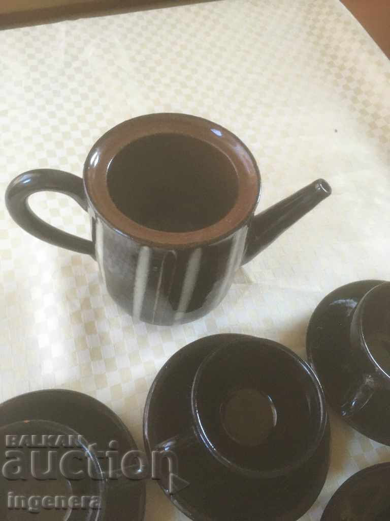 TROYAN CERAMICS FROM THE 70'S JUGS CUP SERVICE COFFEE - 6