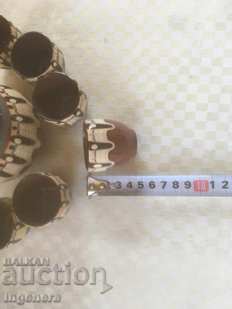 TROYAN CERAMICS FROM THE 70'S JUGS BRASS SERVICE FOR BRANDY - 6 TROYAN CERAMICS FROM THE 70'S JUGS BRASS SERVICE FOR BRANDY - 6