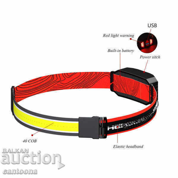 Auction  Panoramic strip LED headlamp TM-G13 with USB charging, 3 modes