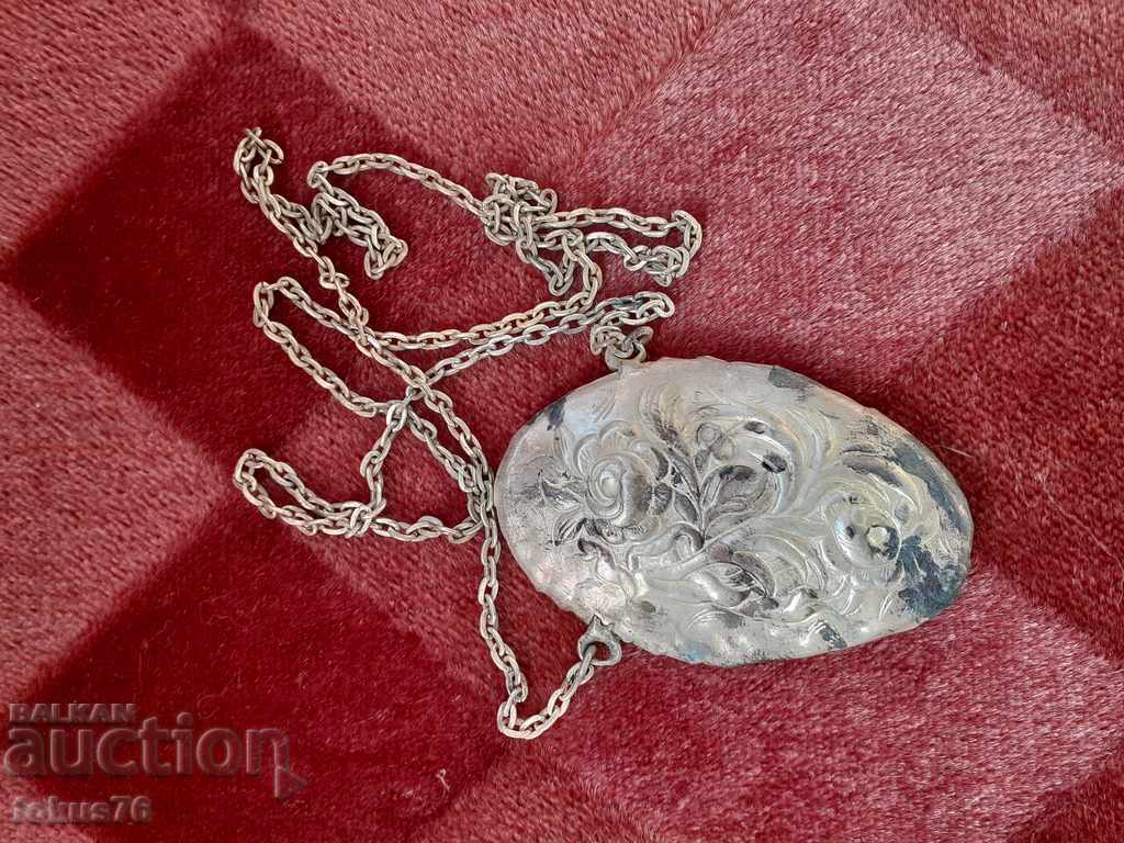 Silver-plated medallion with mother-of-pearl cross religion amulet panagia with price 90.00 BGN | € 46.02 Silver-plated medallion with mother-of-pearl cross religion amulet panagia with price 90.00 BGN | € 46.02