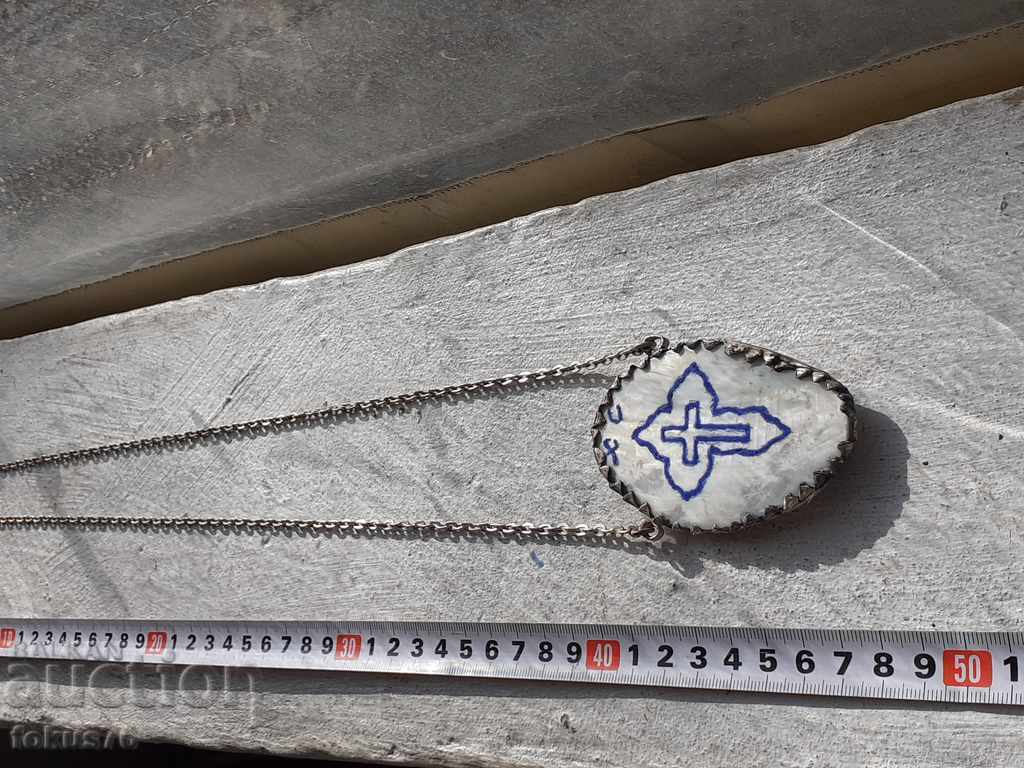 Silver-plated medallion with mother-of-pearl cross religion amulet panagia - 5 Silver-plated medallion with mother-of-pearl cross religion amulet panagia - 5