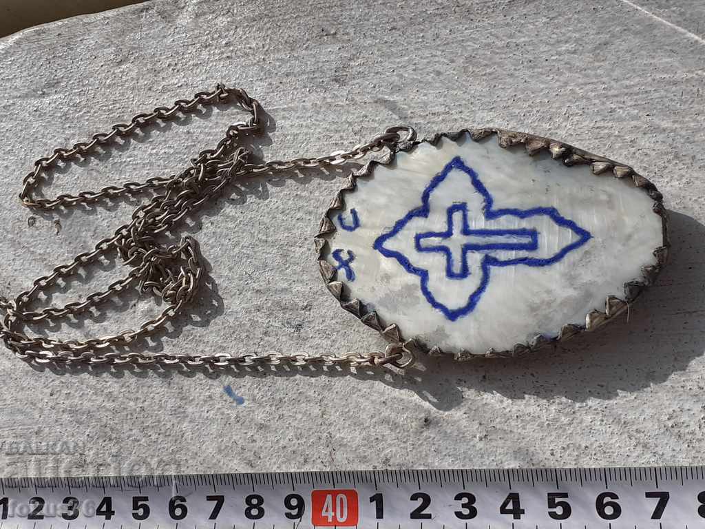 Silver-plated medallion with mother-of-pearl cross religion amulet panagia - 6 Silver-plated medallion with mother-of-pearl cross religion amulet panagia - 6