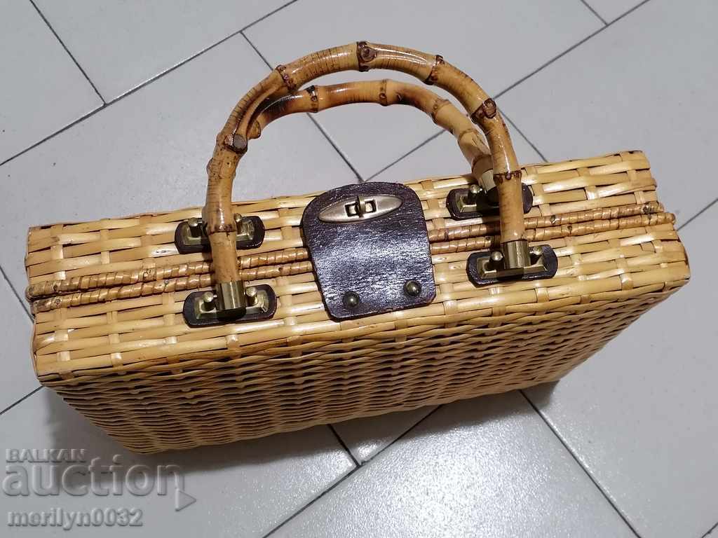 Auction  Old lady's bamboo bag Japan briefcase, suitcase, wallet