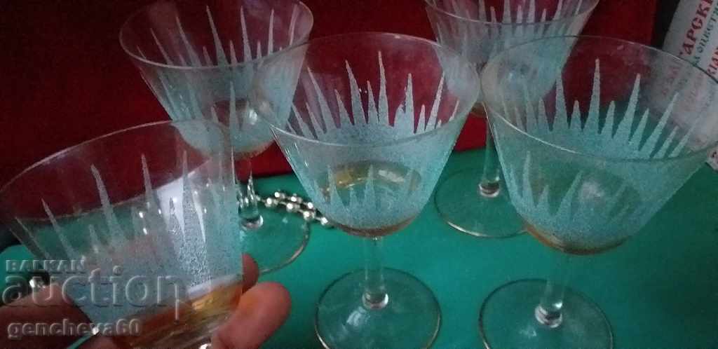 Retro wine glasses with a high chair, enamel
