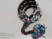 Hand-knitted belt with beads blue belt belt costume RARE