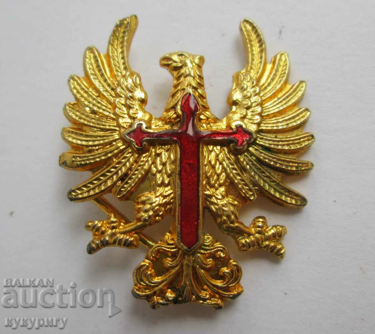 Old ecclesiastical lapel badge gilt eagle cross enamel