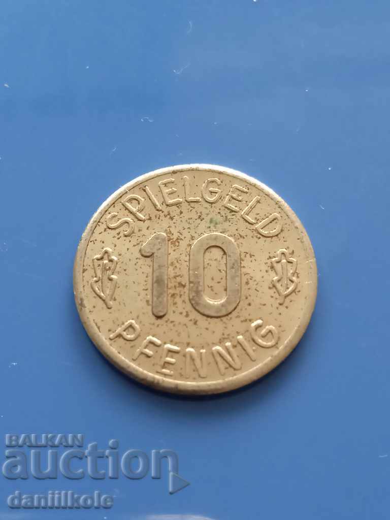 Delivery of * $ * Y * $ * SPIELGELD 10 PFENNIG TOKEN - EXCELLENT * $ * Y * $ *