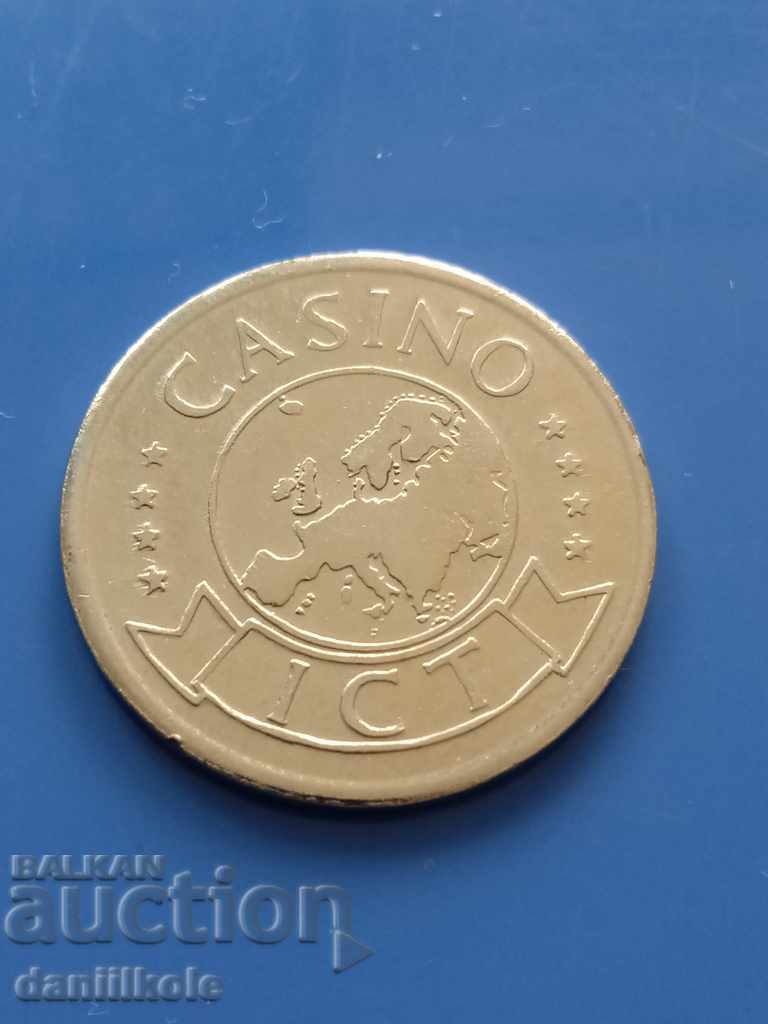 * $ * Y * $ * CASINO ICT EUROPE TOKEN - EXCELLENT * $ * Y * $ * with price 4.90 BGN | € 2.51
