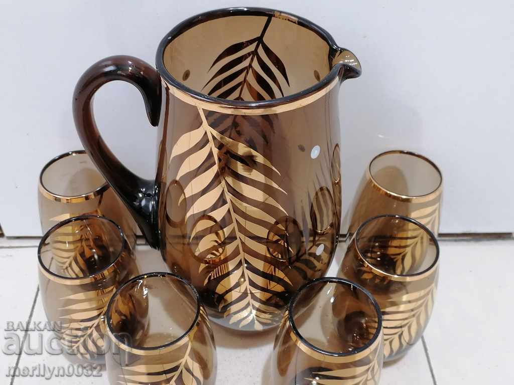 A beautiful set of cups with Kana, a gilt cup, 1960s NRB with price 189.00 BGN | € 96.63 A beautiful set of cups with Kana, a gilt cup, 1960s NRB with price 189.00 BGN | € 96.63