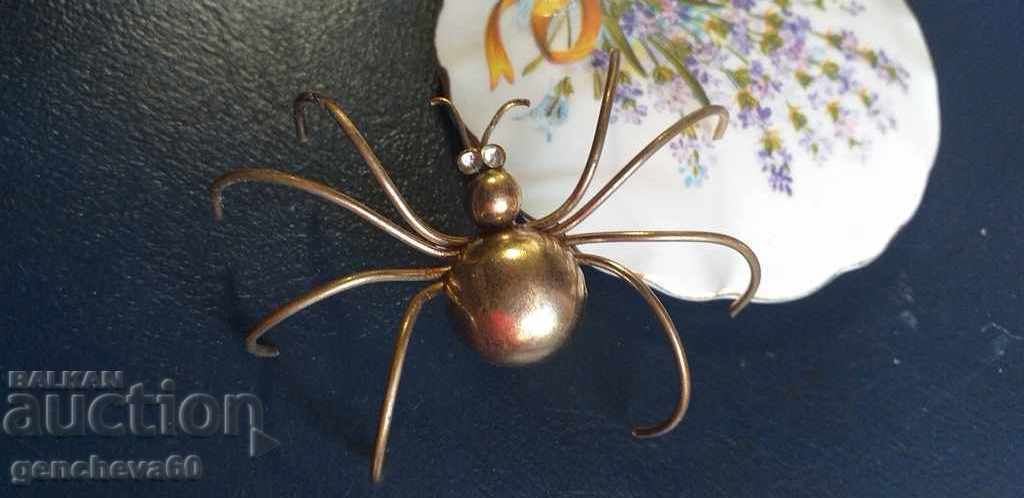 Antique rare brooch "Spider" in a porcelain box