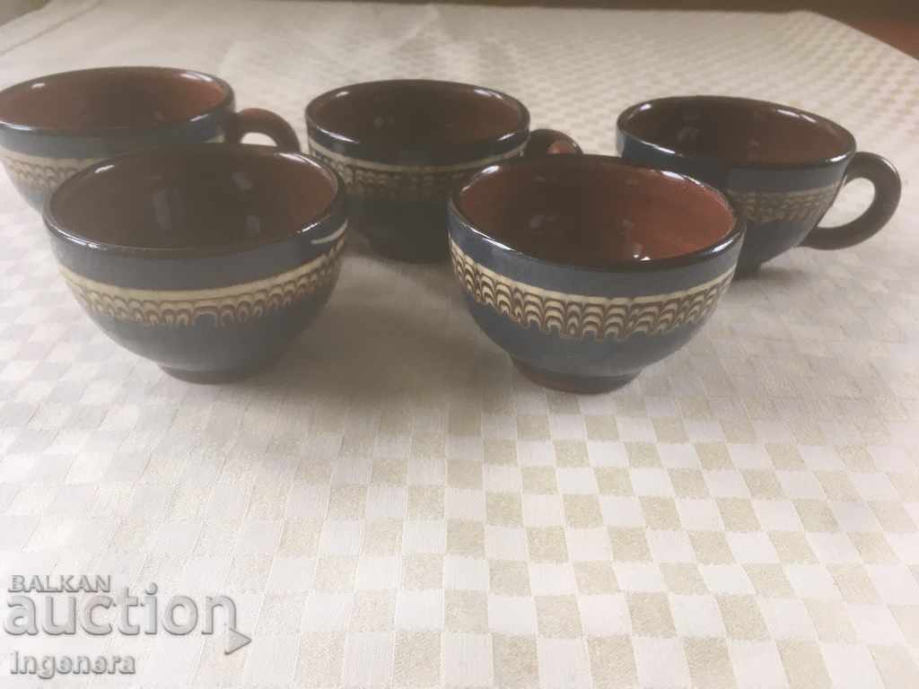 TROYAN CERAMICS FROM THE 70'S COFFEE CUP-5 PCS