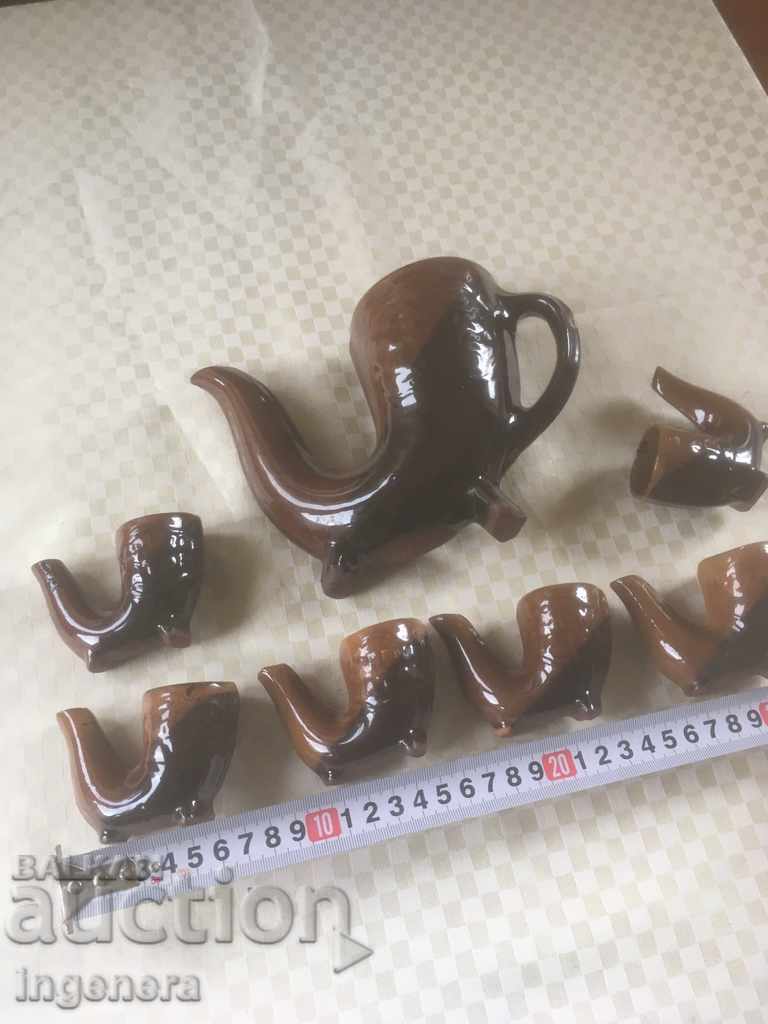 Delivery of TROYAN CERAMICS FROM THE 70'S JUGS SERVICE FOR BRANDY Delivery of TROYAN CERAMICS FROM THE 70'S JUGS SERVICE FOR BRANDY