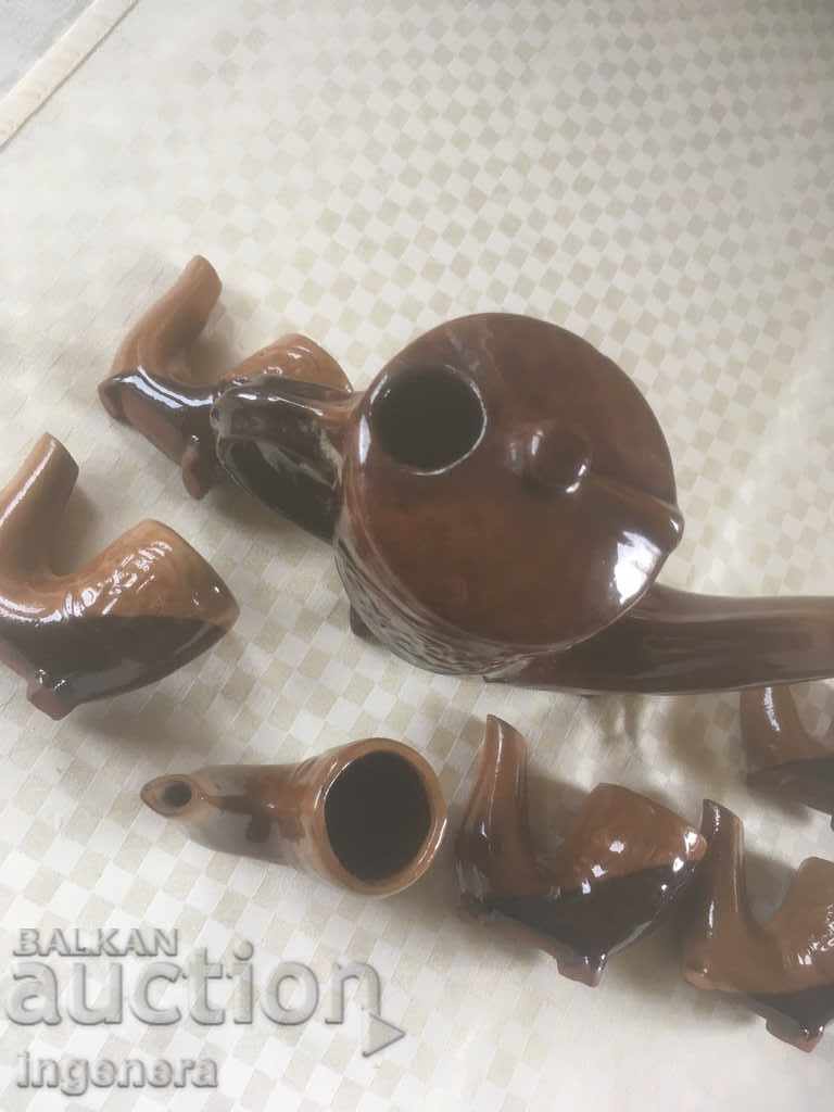 TROYAN CERAMICS FROM THE 70'S JUGS SERVICE FOR BRANDY - 5 TROYAN CERAMICS FROM THE 70'S JUGS SERVICE FOR BRANDY - 5