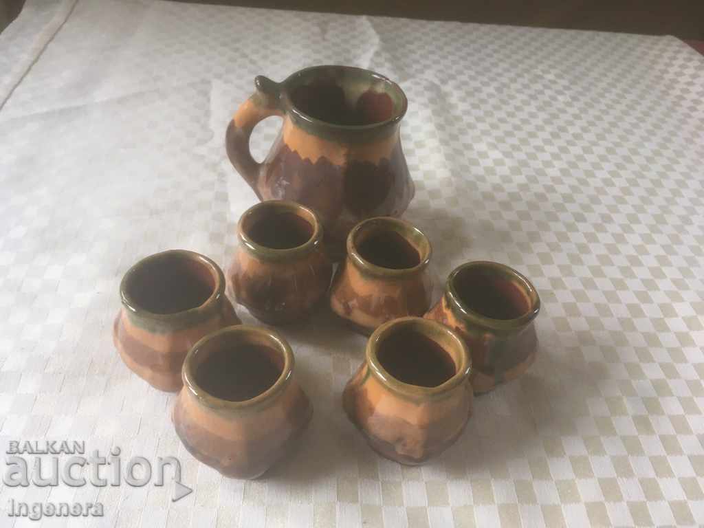 TROYAN CERAMICS FROM THE 70'S SERVICE FOR BRANDY GLASS
