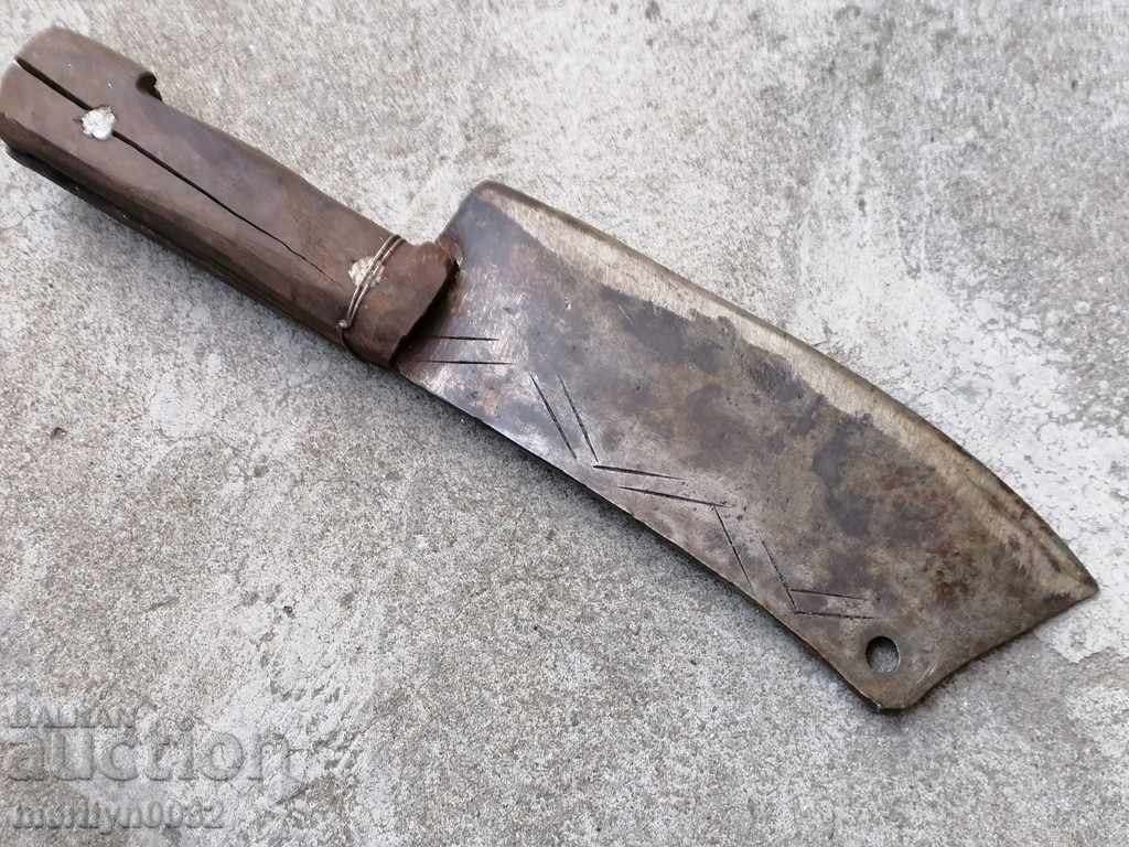 Old forged cleaver with axe stamp, blade, forged iron with price 57.00 BGN | € 29.14 Old forged cleaver with axe stamp, blade, forged iron with price 57.00 BGN | € 29.14