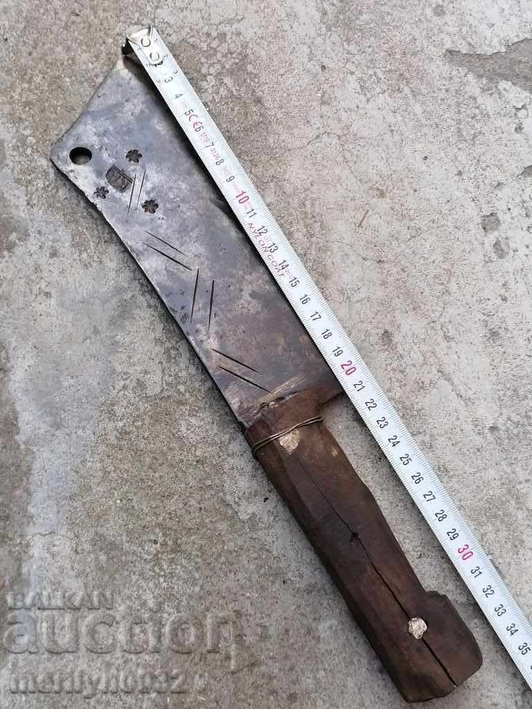 Old forged cleaver with axe stamp, blade, forged iron - 6 Old forged cleaver with axe stamp, blade, forged iron - 6