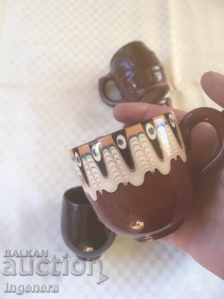 ТРОЯНСКА КЕРАМИКА ОТ 70-ТЕ ЧАША ВИНО КАФЕ РАЗЛИЧНИ-6 БР - 6 ТРОЯНСКА КЕРАМИКА ОТ 70-ТЕ ЧАША ВИНО КАФЕ РАЗЛИЧНИ-6 БР - 6