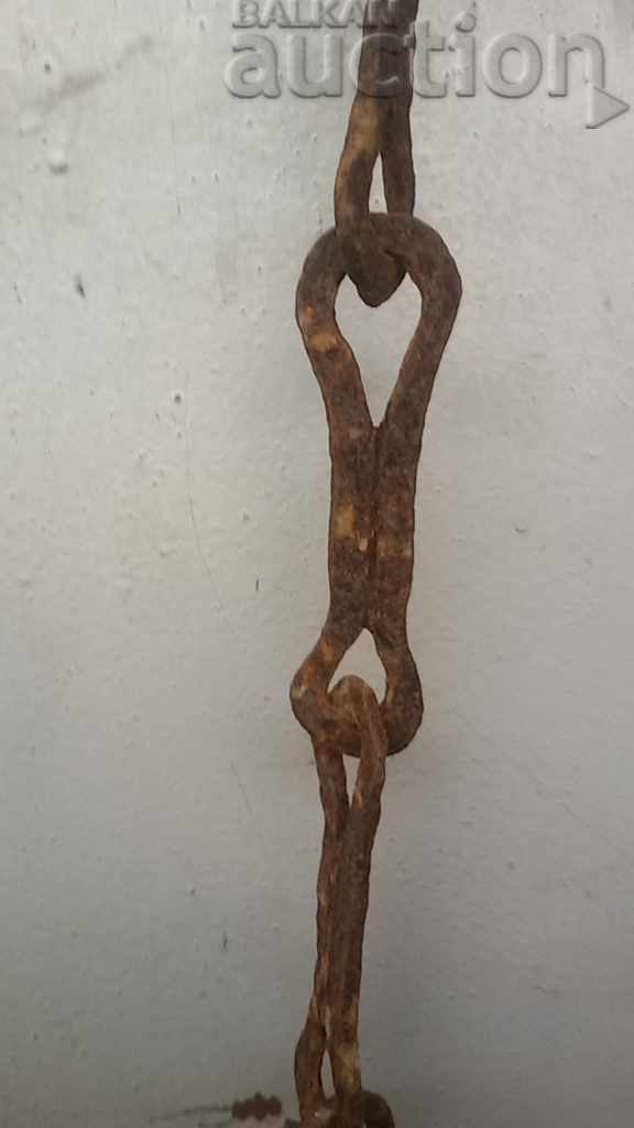 Old forged chain with hook, hearth for hearth chain hook - 6