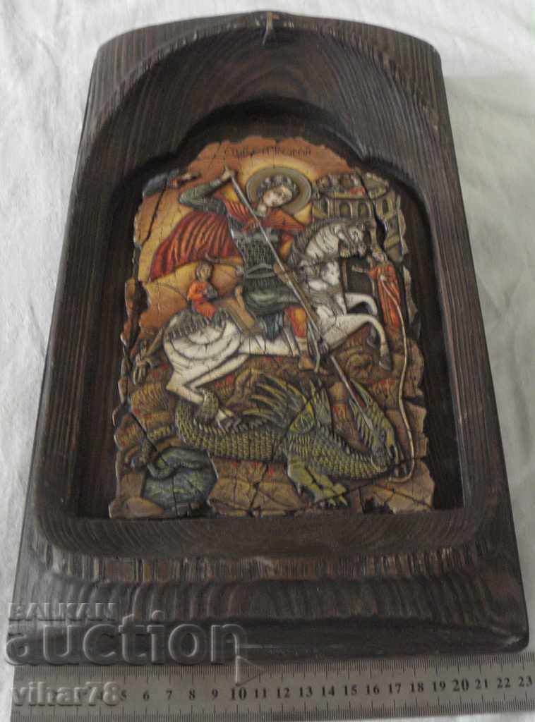 ICON-WOOD CARVING-SAINT GEORGE - 5