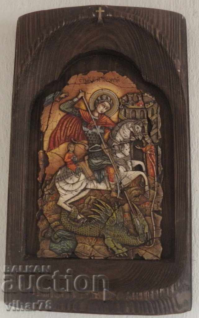 ICON-WOOD CARVING-SAINT GEORGE - 6