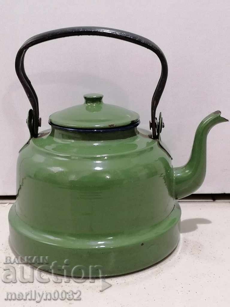 Auction Enameled teapot, soup with enamel, Bulgaria Auction Enameled teapot, soup with enamel, Bulgaria