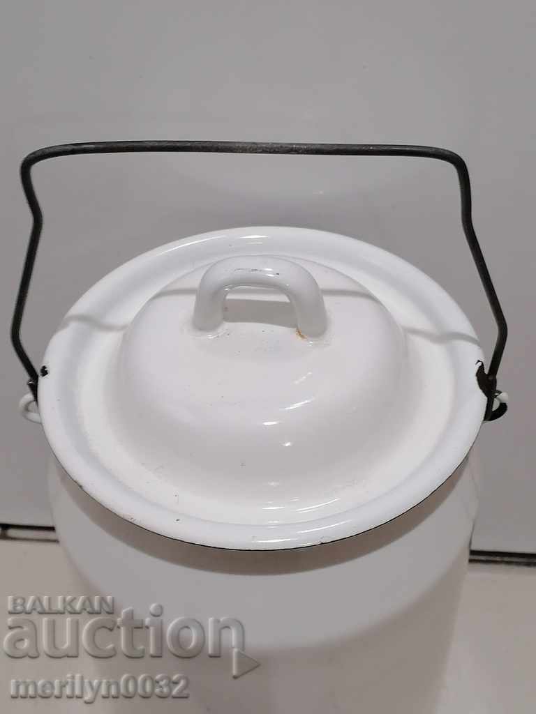 Соц канче емайл капак метална чаша канчок емайлиран съд с цена 35.00 лв. | € 17.90 Соц канче емайл капак метална чаша канчок емайлиран съд с цена 35.00 лв. | € 17.90