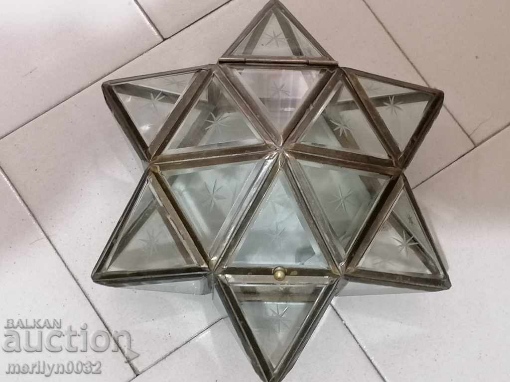 Glass Jewish bonbonniera crystal 19th century chic dish Glass Jewish bonbonniera crystal 19th century chic dish