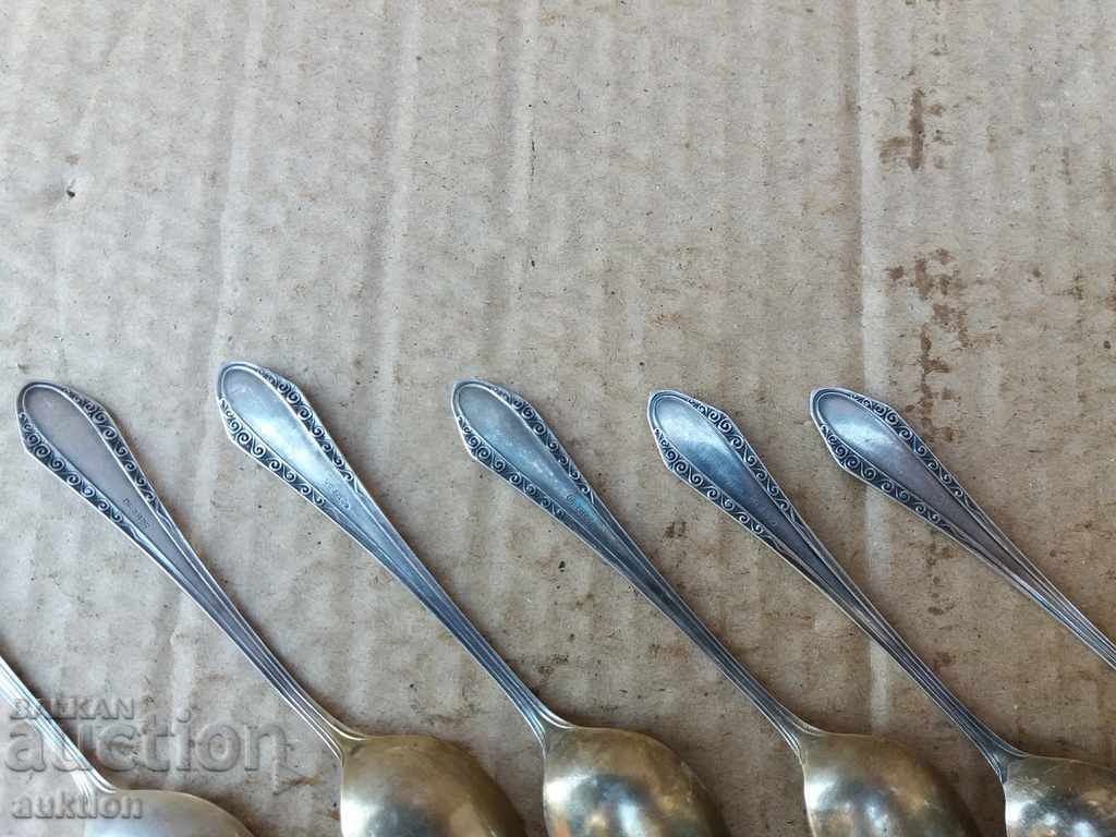 SET 6 BUCĂȚI LINGURI DE CEAI GROS ARGINTII CU MARCĂ - 6