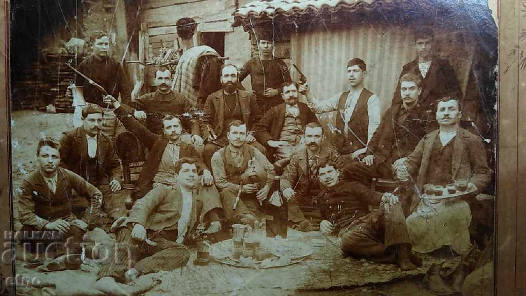 1893 OLD PHOTO CARDBOARD, PLOVDIV, FOOD, REVOLVER, COMMITTEE