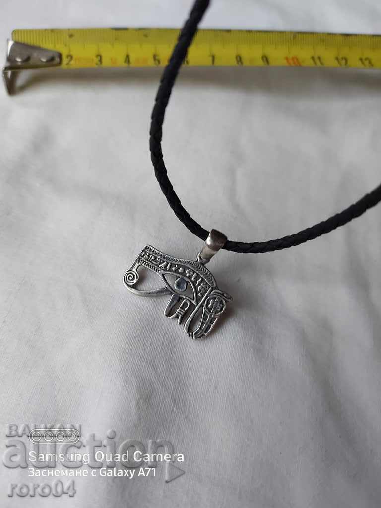 SILVER PENDANT WITH LEATHER CARRIER - 5 SILVER PENDANT WITH LEATHER CARRIER - 5