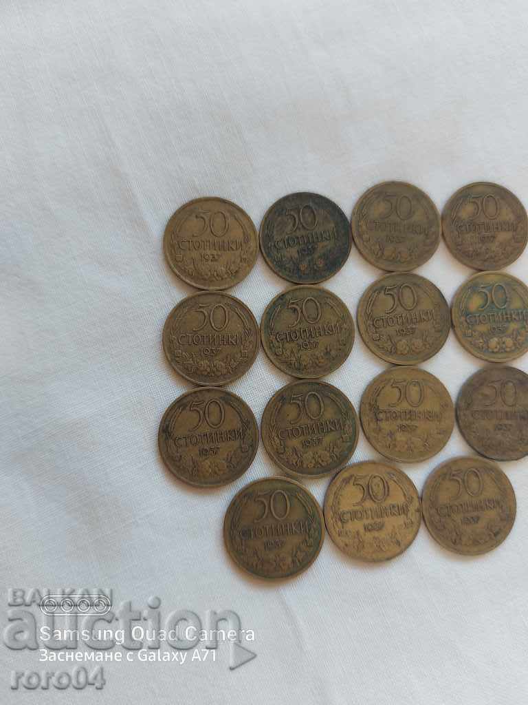 50 СТОТИНКИ 1937 г. - 15 БРОЯ с цена € 76.99 | 150.58 лв.