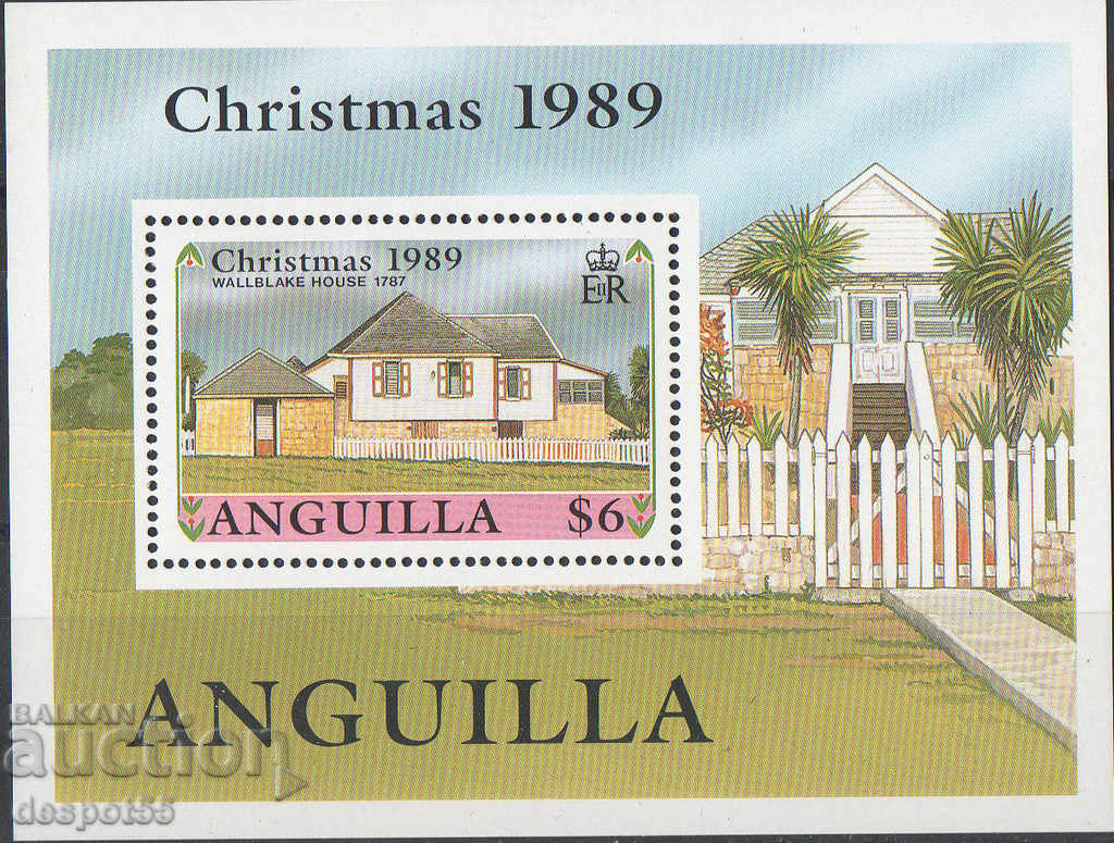 1989. Ανγκουίλα. Χριστούγεννα - Ιστορικά κτίρια. ΟΙΚΟΔΟΜΙΚΟ ΤΕΤΡΑΓΩΝΟ.