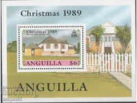 1989. Anguilla. Christmas - Historic buildings. Block.