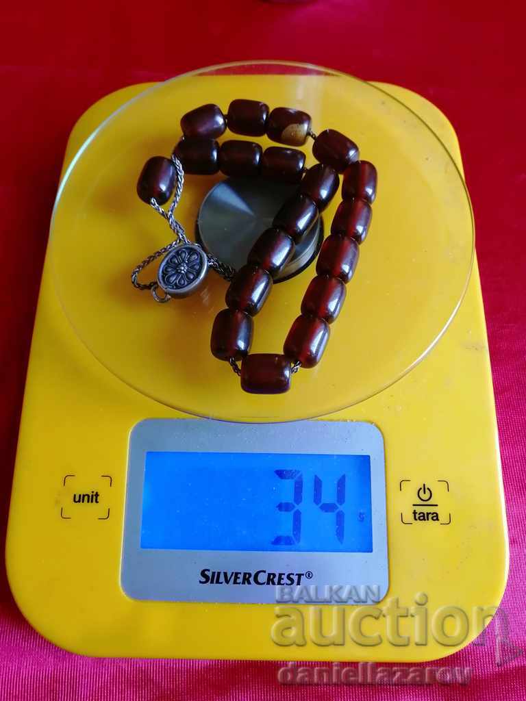 Amber Rosary, RED Amber and Silver - 6 Amber Rosary, RED Amber and Silver - 6