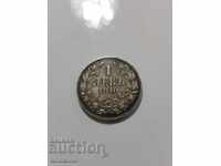 Българска царска  сребърна монета 1лв 1910г