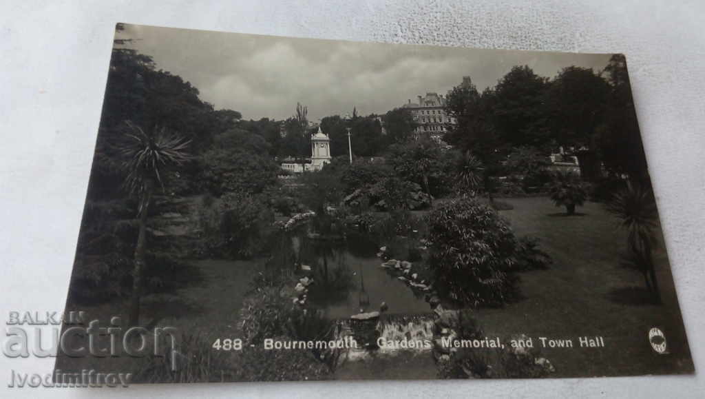 П К Bournemouth Gardens Memorial and Town Hall 1921