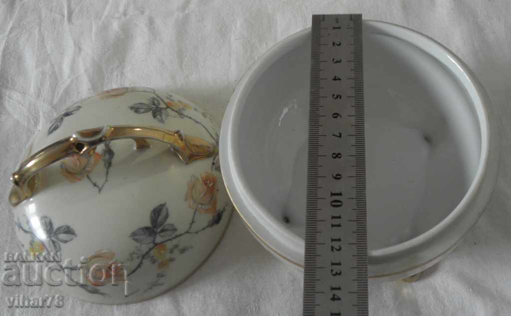 Auction  Old porcelain candy box