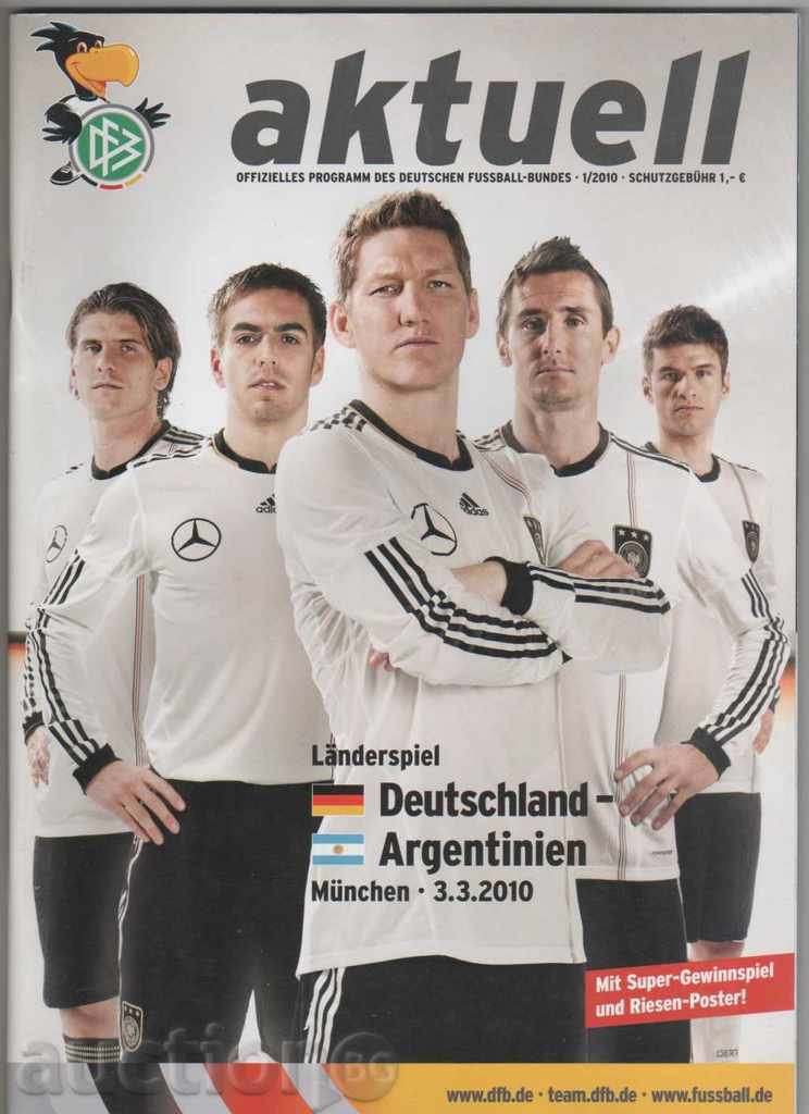 Football program Germany-Argentina 2010