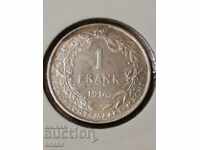 Белгия 1 франк 1914г. Сребро