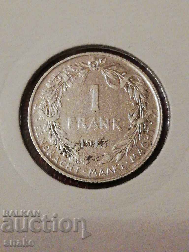 Belgia 1 franc 1913 Argint