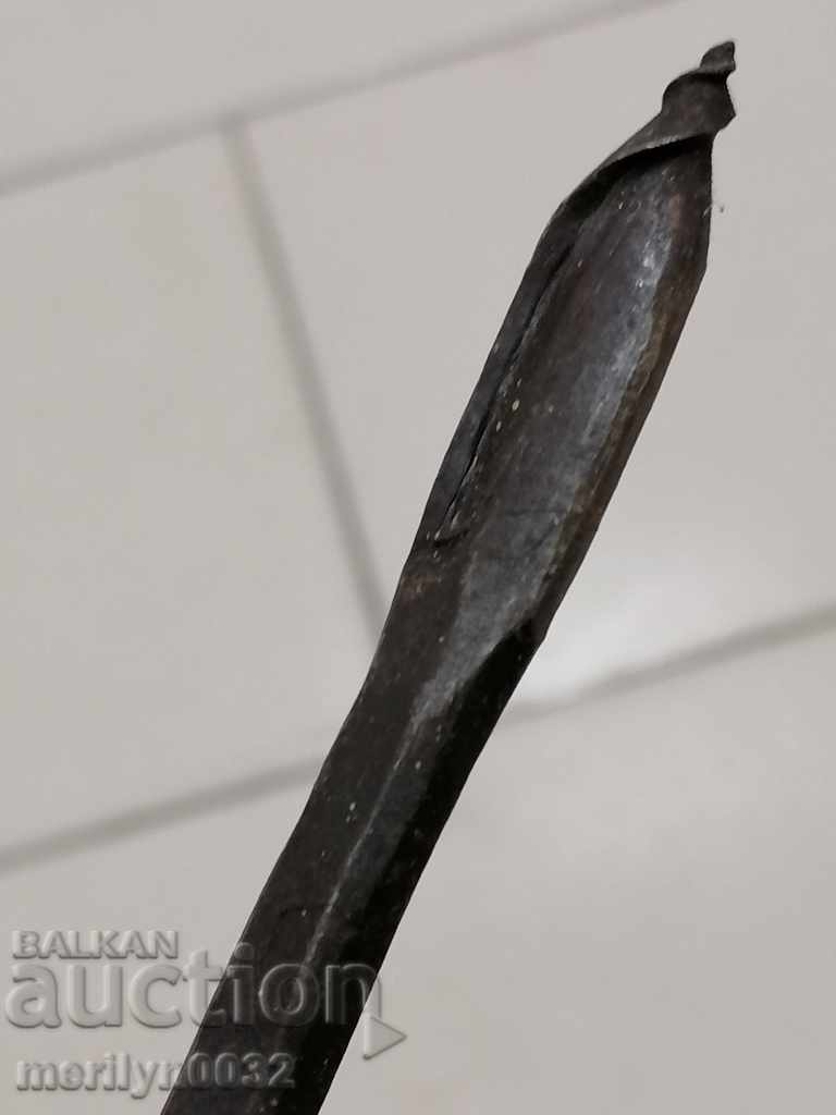 Αρχαίο δεκανίκι, μπορντό, κατσαβίδι, σφυρήλατο σίδερο - 7