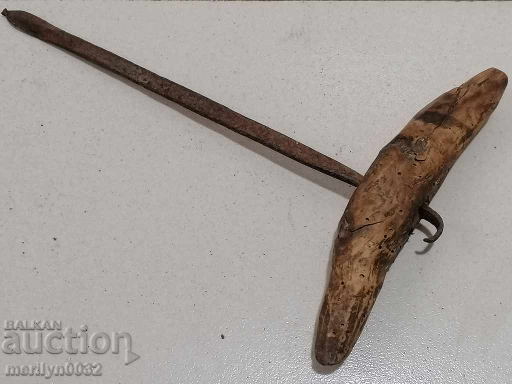 Ancient crutch, burgundy, screwdriver, wrought iron - 5 Ancient crutch, burgundy, screwdriver, wrought iron - 5