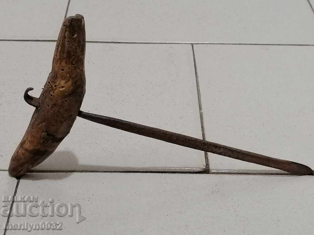 Ancient crutch, burgundy, screwdriver, wrought iron - 6 Ancient crutch, burgundy, screwdriver, wrought iron - 6