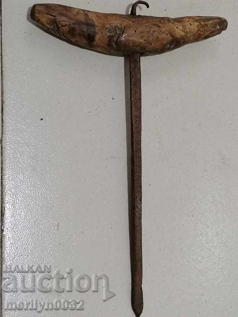 Ancient crutch, burgundy, screwdriver, wrought iron - 7 Ancient crutch, burgundy, screwdriver, wrought iron - 7