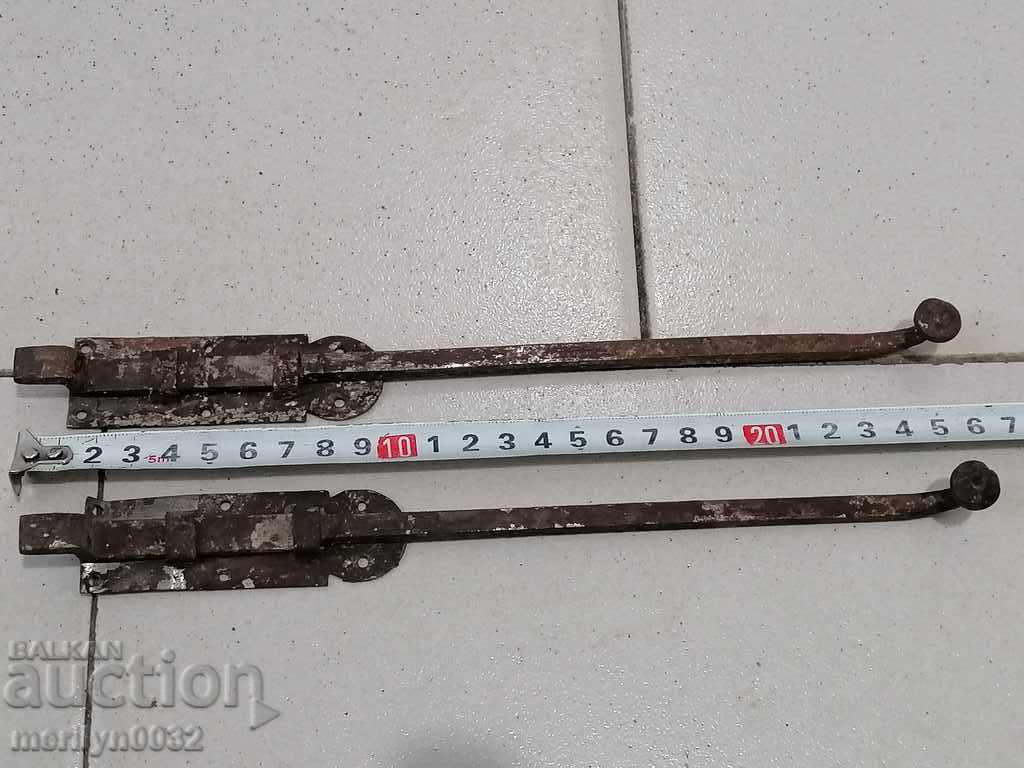 Old forged latch 2 pieces, latch, lock, reamer - 7