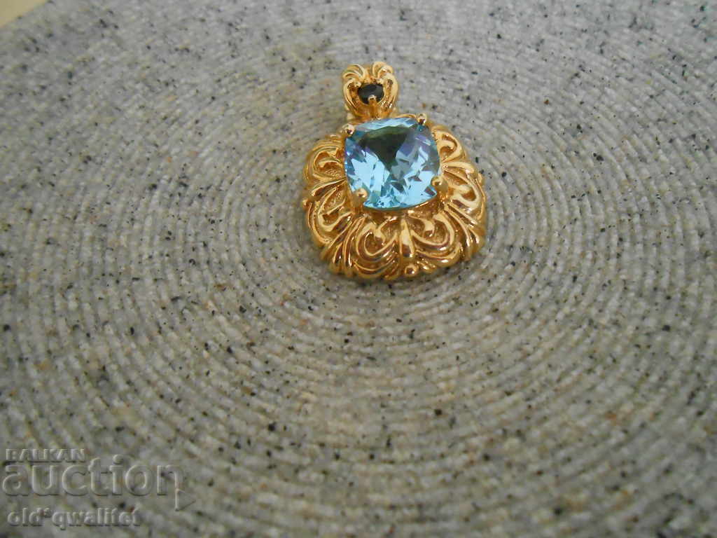 Medallion with first-class Topaz, Sapphire, Silver 925 gilding with price 397.00 BGN | € 202.98