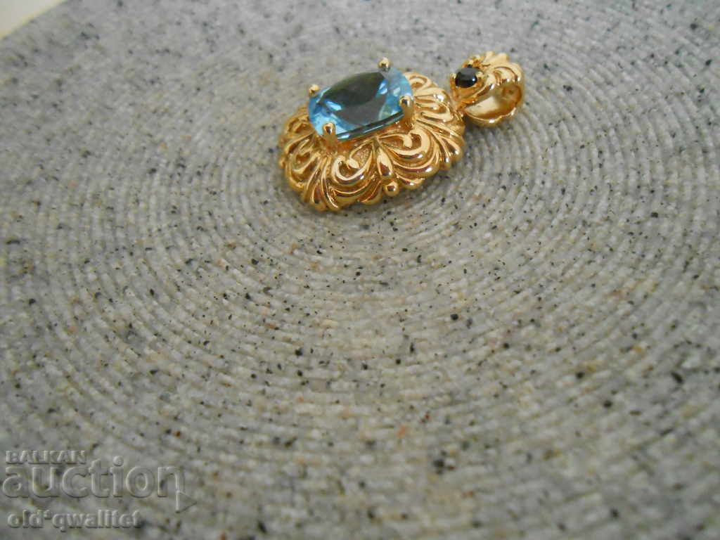 Medallion with first-class Topaz, Sapphire, Silver 925 gilding - 6